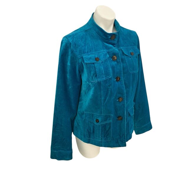 Covington Blazer Womens 14 Blue Velour Jacket Career Professional Work Office - Picture 13 of 16
